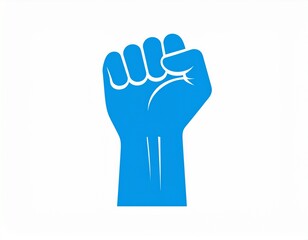 Obraz premium Flat design illustration of a blue clenched fist icon, representing struggle and heroism. Ideal for Heroes’ Day in November, symbolizing bravery, unity, and resistance
