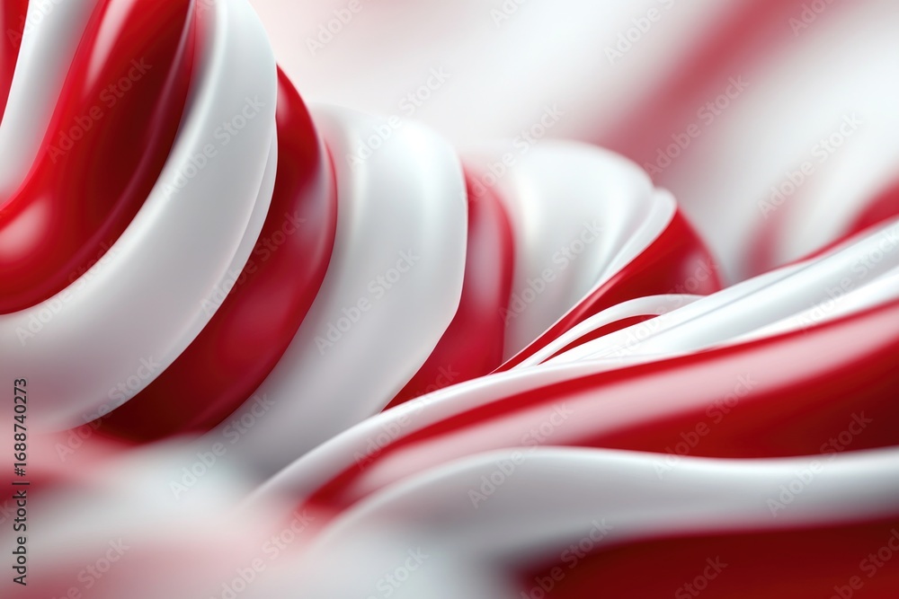 Aufkleber abstract red and white swirl pattern with glossy textured waves