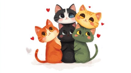 Adorable kittens cuddling together.