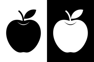Apple Healthy Food Icon PNG on Black and White Background.