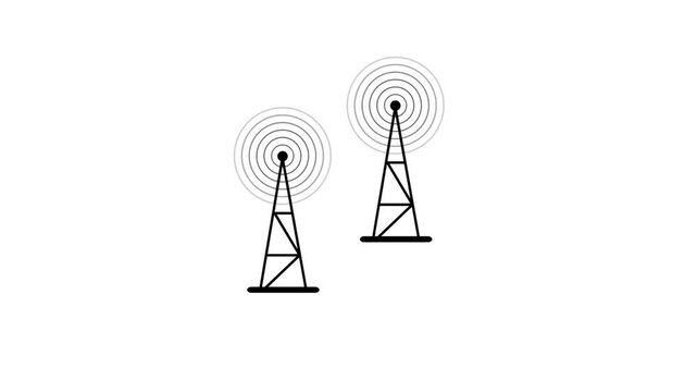 Cellular network tower Icon signal animation on white background .HD video 