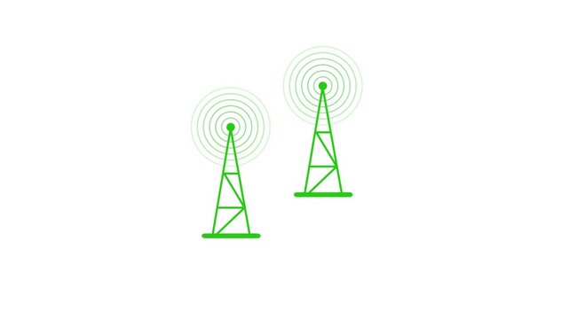 Cellular network tower Icon signal animation on white background .HD video 