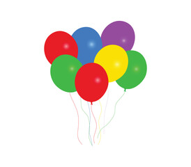 Bright Multicolored Balloons Floating Against White Background