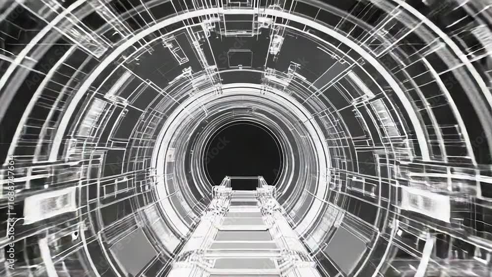 Aufkleber futuristic mri scanner creating wireframe render on dark background