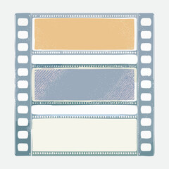 Obraz premium Vector filmstrip border with distressed perforations and speckle noise retro photo frame design