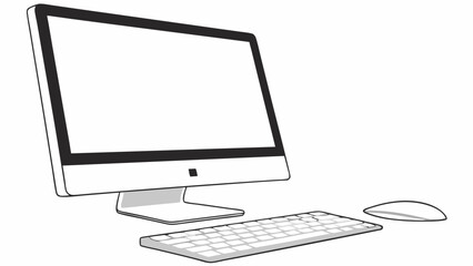 Fototapeta premium Desktop Computer Keyboard Mouse Mockup Technology Workspace Office Digital Device Gadget Computer Screen Blank Screen Interface Illustration Design Element Graphic Simple Clean Modern Minimalist Flat.