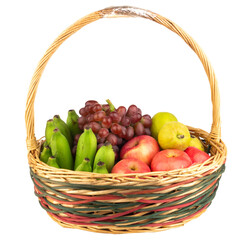 Fruit Basket on White Background