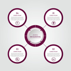 Business progress or process visualization with 3 steps circular white diagrams | Infographic eminence 3d radial wheel marketing chart | Modern abstract innovation for presentation, report