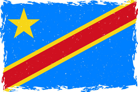 Flag of democratic republic of the congo brush stroke grunge texture