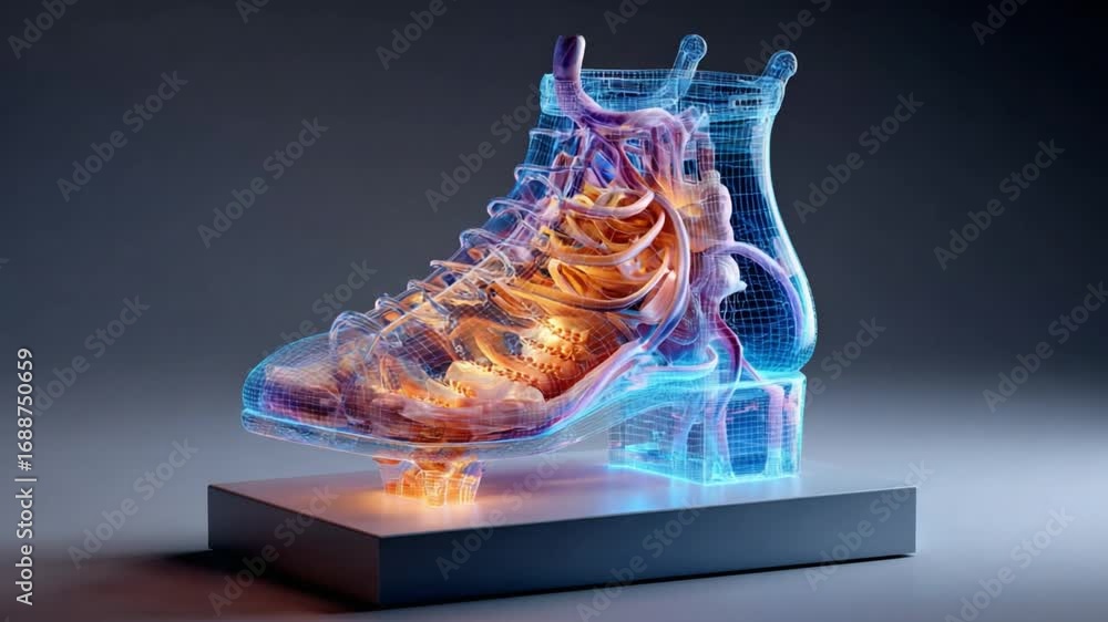 Aufkleber abstract ice skate: a futuristic and abstract depiction of an ice skate, rendered with transparent a