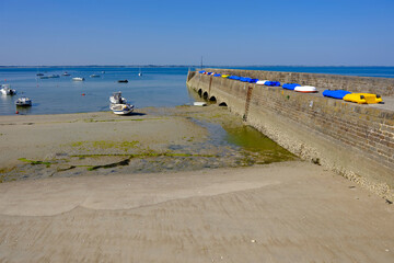 Port of Orange at Quiberon at low tide in the Morbihan department in Brittany region in north-western France