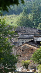 The old architectures view with the traditional Chinese style in the countryside of the China
