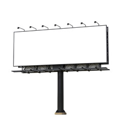 Obraz premium A large, blank billboard with a clean white background and bold black lettering isolated on white or transparent background.PNG format.