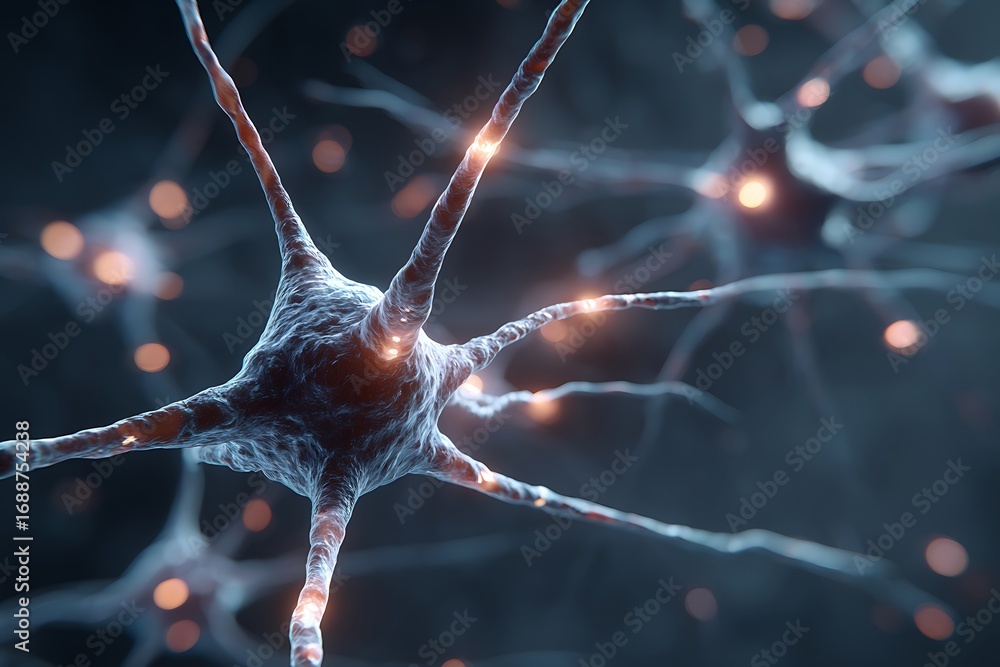 Aufkleber neuron transmitting signals in neural network of brain