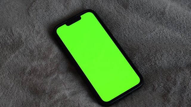 green screen on smartphone closeup