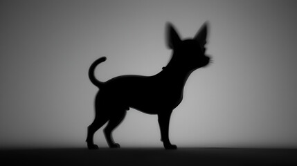 Alert chihuahua silhouette with perky ears and arched back