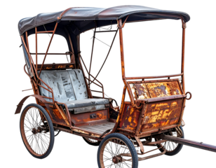 Rusty Vintage Rickshaw on Transparent Background