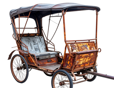 Rusty Vintage Rickshaw on Transparent Background