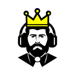Bearded King of Audio Royalty with Headphones