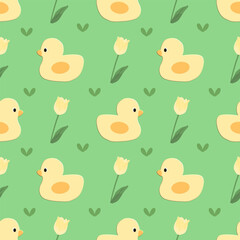 seamless pattern with  duck andflowers, fabric pattern, gift wrapping paper , pillowcase,blanket pattern 