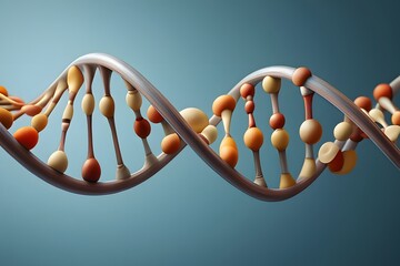 Dna structure representation with blue background and complex molecular composition