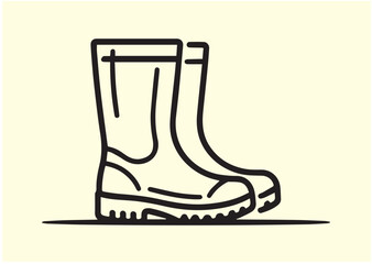 Rubber boots Line art Vector design