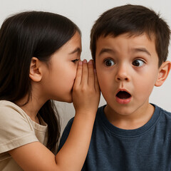 the little girl whispered words to the little boy
