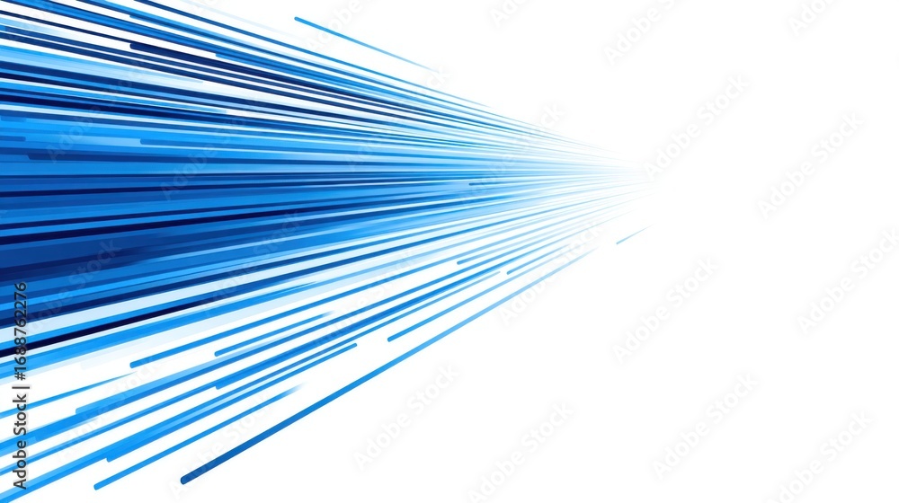 Poster dynamic blue lines radiate outwards, creating an impression of speed and movement in a digital space
