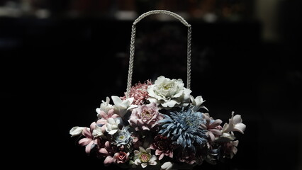 The beautiful chinawares displayed in the china museum of the China
