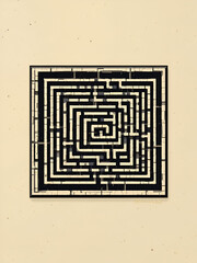 Labyrinth vector graphic. Square shape maze (labyrinth) game illustration.