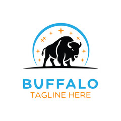 Buffalo animal logo design. vector illustration