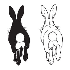 Distinct Hare Silhouette & Hare Lineart – Hare Vector Outline Emphasizing Unique Form – Black Vector of Hare – Vector Set of Hare