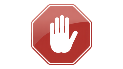 Clear stop hand symbol conveys urgent halt message, demanding immediate attention for safety and control in critical situations
