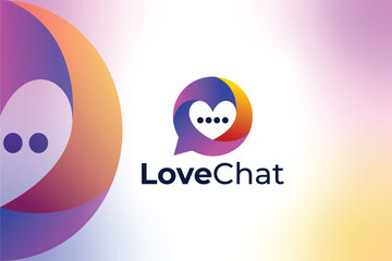 Romantic Chat Logo. Heart Talk, Love Message, Relationship App Symbol