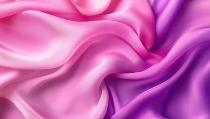 Fototapeta premium Beautiful abstract background with pink and purple flowing fabrics. The colors of the fabric create beautiful waves that form an elegant design. It is a great wallpaper for your computer