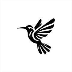 Obraz premium Stylized black hummingbird in flight with wings spread