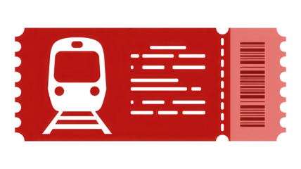 Modern train ticket icon with barcode and abstract details, perfect for travel booking apps and transportation websites