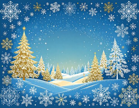 Winter landscape with Christmas trees - Powered by Adobe