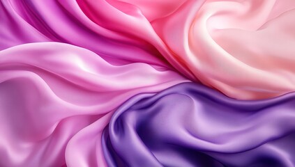 Obraz premium Beautiful abstract background with pink and purple silk cloth waves, creating an elegant and artistic composition. The soft color gradients add depth to the scene, making it perfect for various