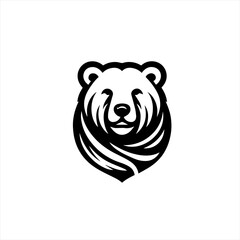 Stylized black bear head logo design on white background