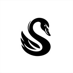 Elegant black swan silhouette logo design