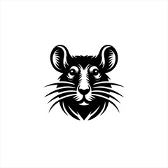 Black and white illustration of a rat s head