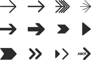 Arrow icons, direction symbols, navigation signs, right arrow, pointer icons, forward arrows, interface design, move symbols, guide signs, progress indicators