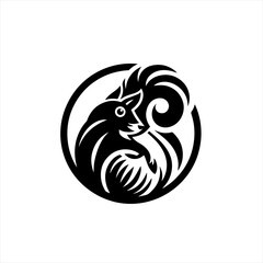 Stylized black squirrel in circle logo design