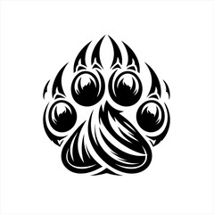 Tribal bear paw print with sharp claws and stylized design