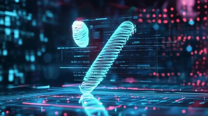 Futuristic percentage symbol rotating on digital interface with data processing - Powered by Adobe