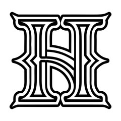 Minimalistic letter h logo crafted in solid style