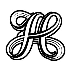 Letter h monogram in filled style