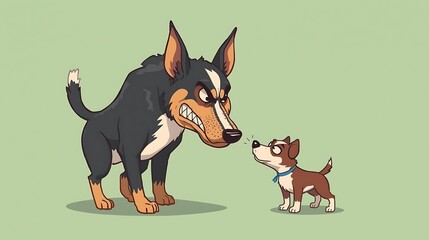 Naklejka premium Adorable Two Dogs Friendly Interaction Between Large and Small Breeds