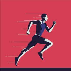 Naklejka premium Stylized illustration of a male runner in motion against a vibrant background.